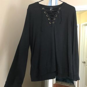 Black v-neck tie sweater